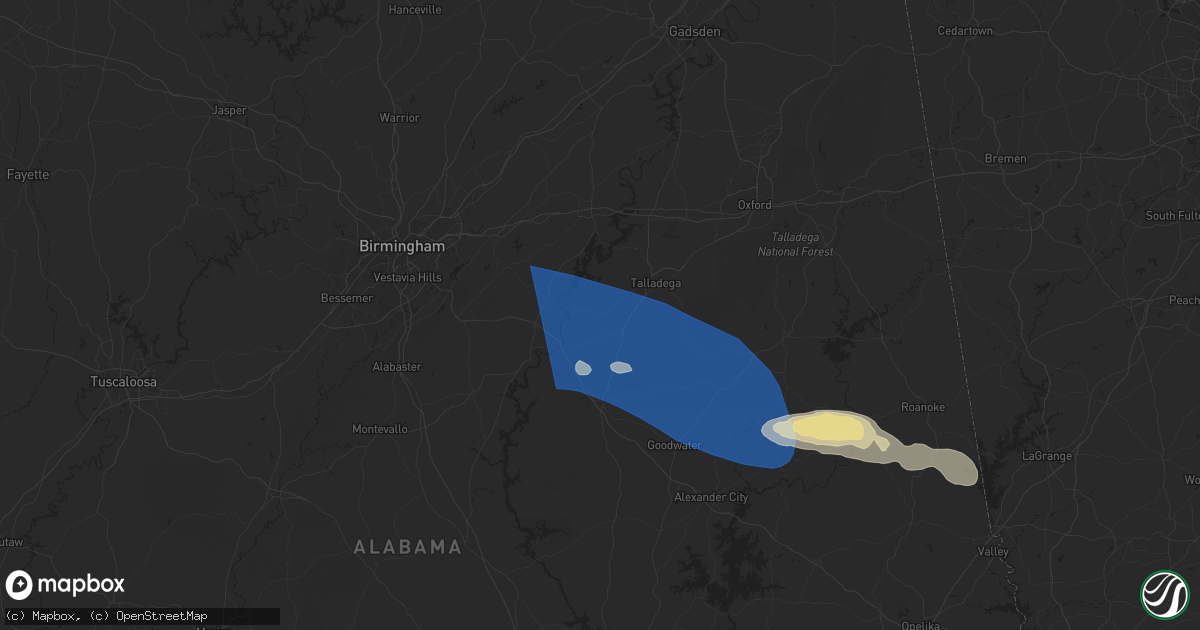 Hail map in Alpine, AL on May 18, 2025