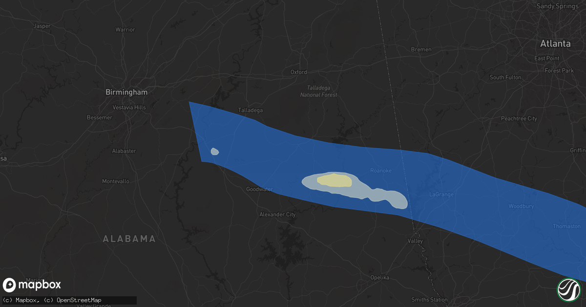 Hail map in Ashland, AL on May 18, 2025