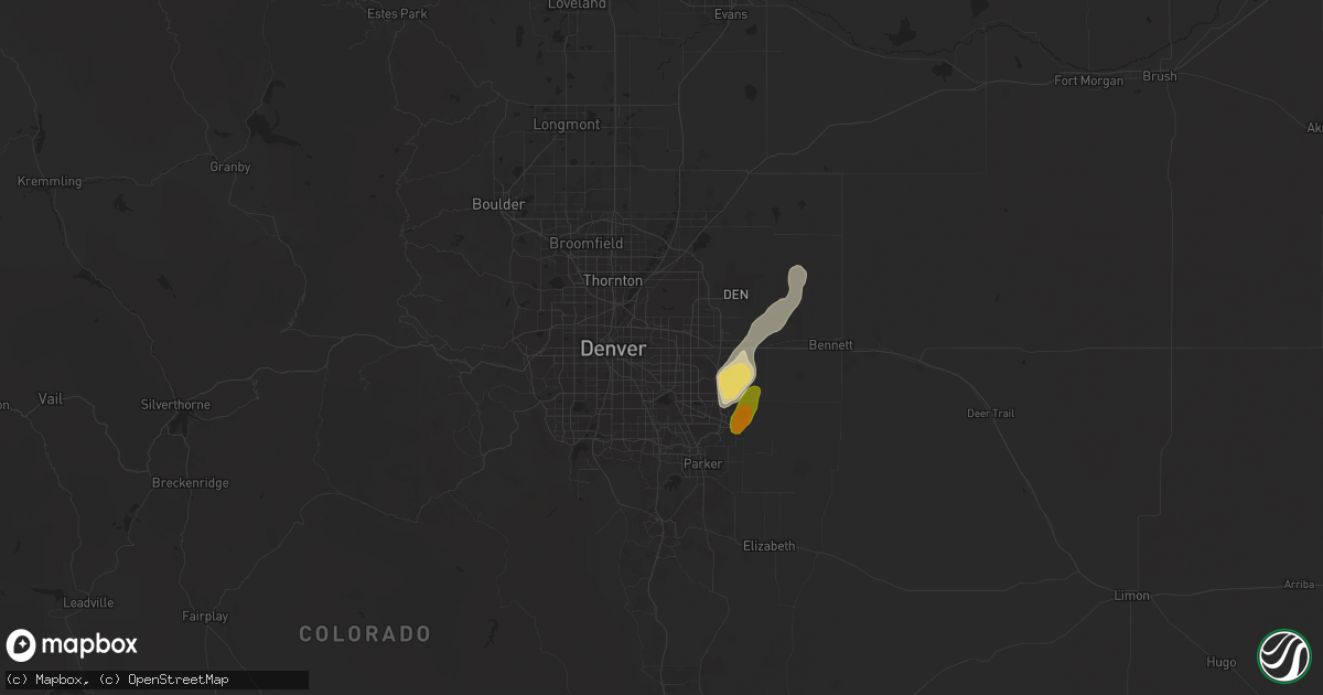 Hail map in Aurora, CO on May 18, 2025