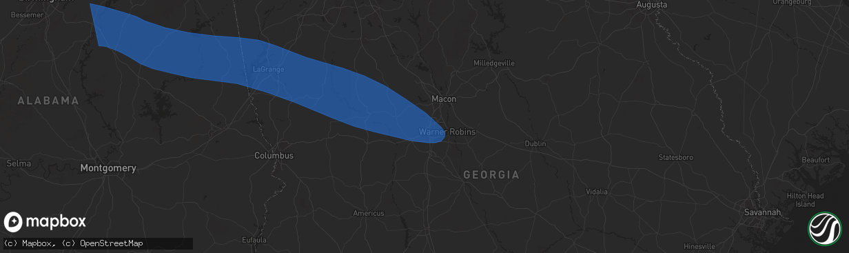 Hail map in Byron, GA on May 18, 2025