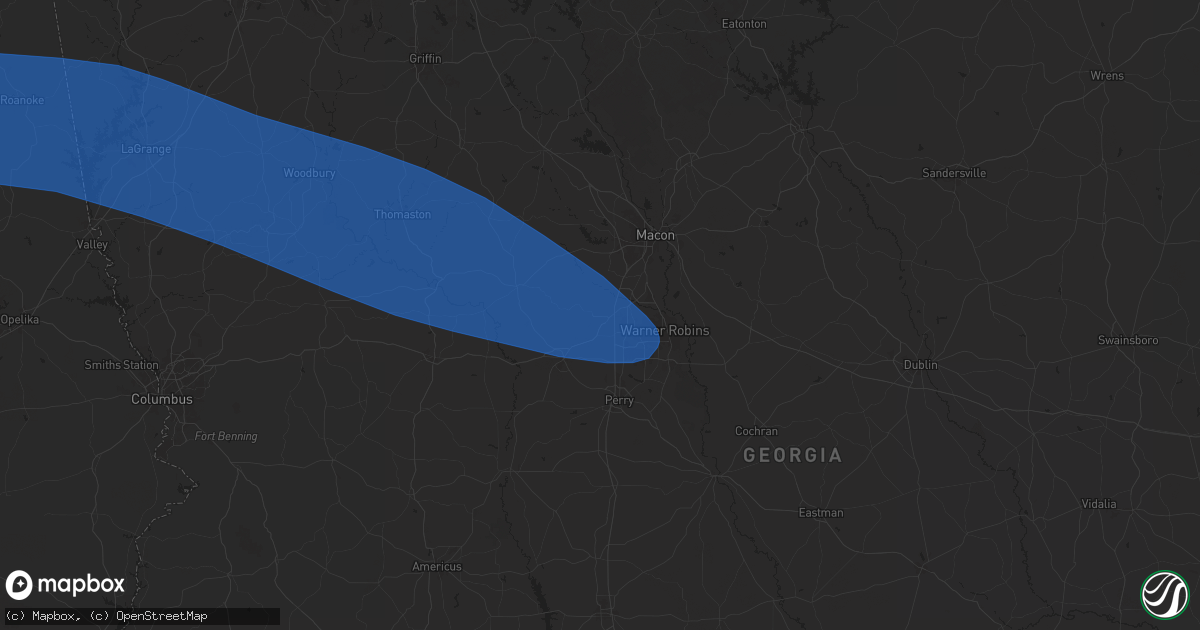 Hail map in Byron, GA on May 18, 2025
