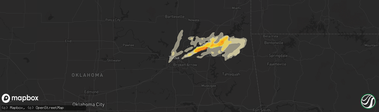 Hail map in Catoosa, OK on May 18, 2025