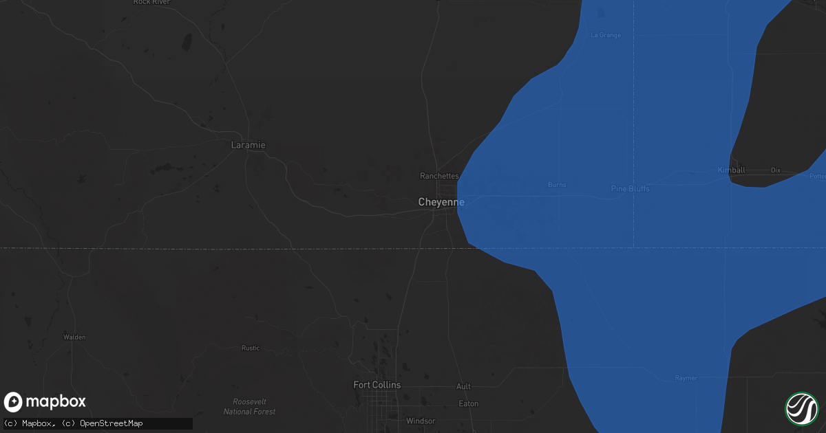 Hail map in Cheyenne, WY on May 18, 2025