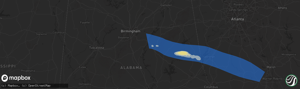 Hail map in Childersburg, AL on May 18, 2025