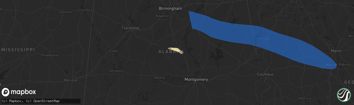 Hail map in Clanton, AL on May 18, 2025