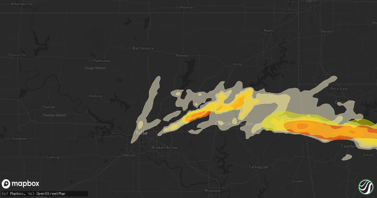Hail map in Claremore, OK on May 18, 2025