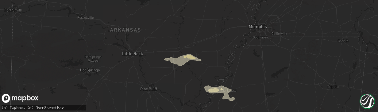 Hail map in Clarendon, AR on May 18, 2025
