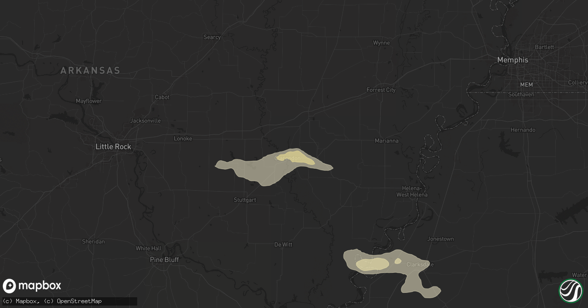 Hail map in Clarendon, AR on May 18, 2025