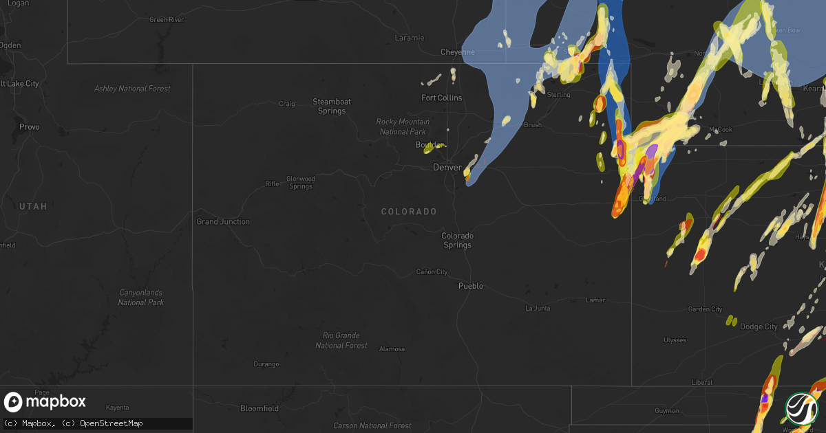 Hail map in Colorado on May 18, 2025
