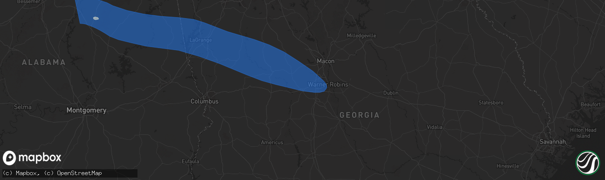 Hail map in Fort Valley, GA on May 18, 2025