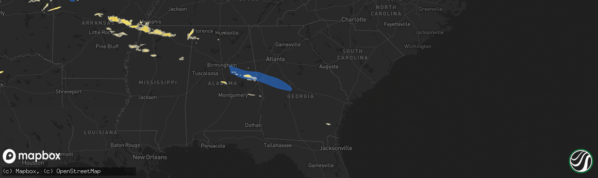 Hail map in Georgia on May 18, 2025