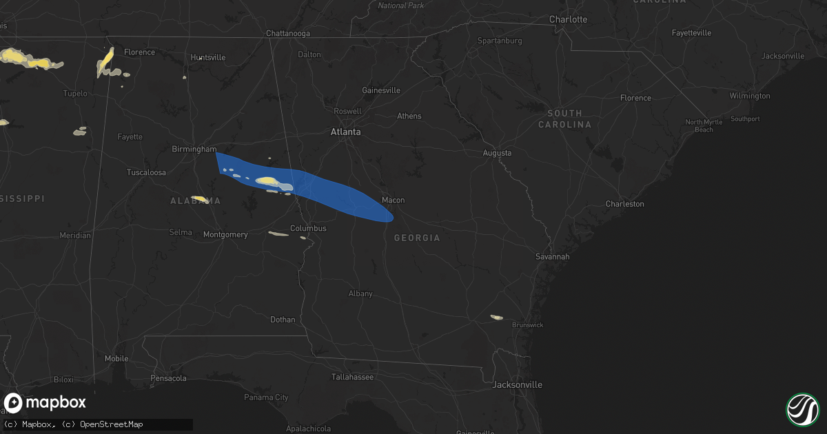 Hail map in Georgia on May 18, 2025