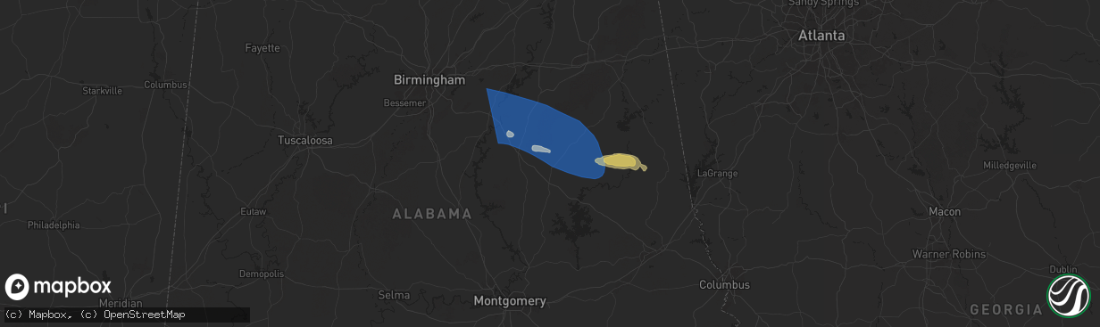 Hail map in Goodwater, AL on May 18, 2025