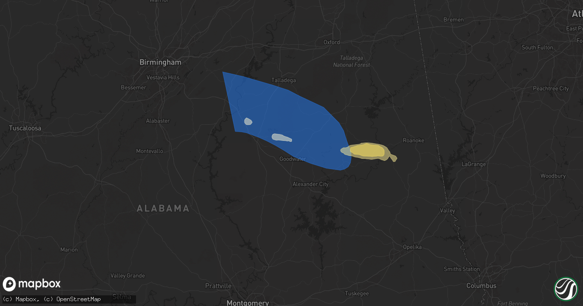Hail map in Goodwater, AL on May 18, 2025