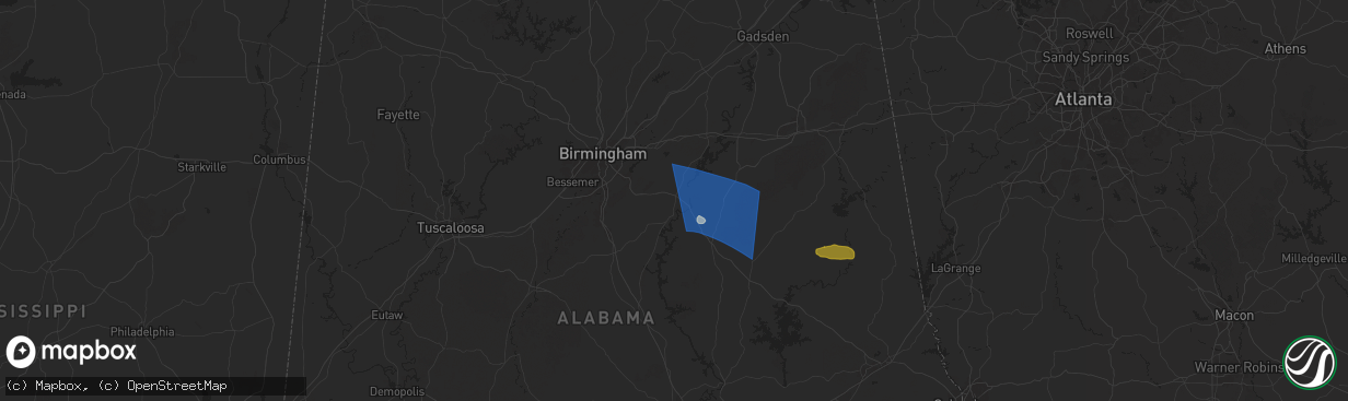 Hail map in Harpersville, AL on May 18, 2025