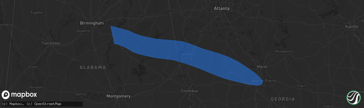 Hail map in Lagrange, GA on May 18, 2025