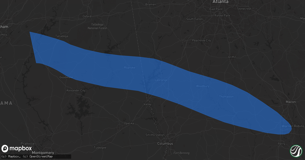 Hail map in Lagrange, GA on May 18, 2025