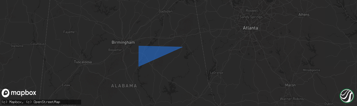 Hail map in Lineville, AL on May 18, 2025