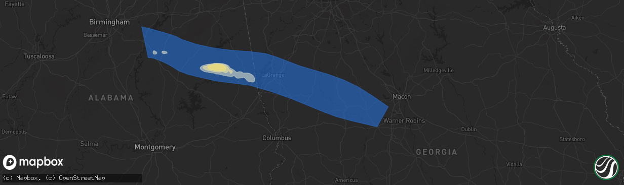 Hail map in Manchester, GA on May 18, 2025