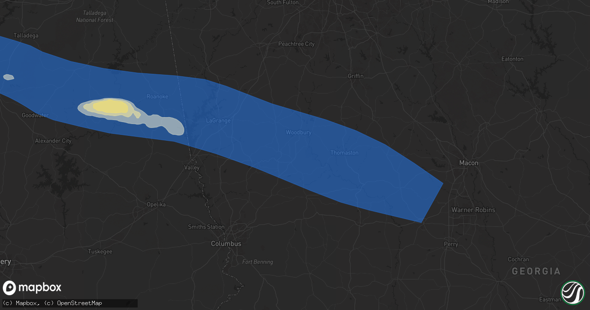 Hail map in Manchester, GA on May 18, 2025