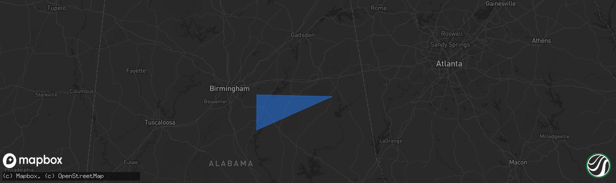 Hail map in Munford, AL on May 18, 2025