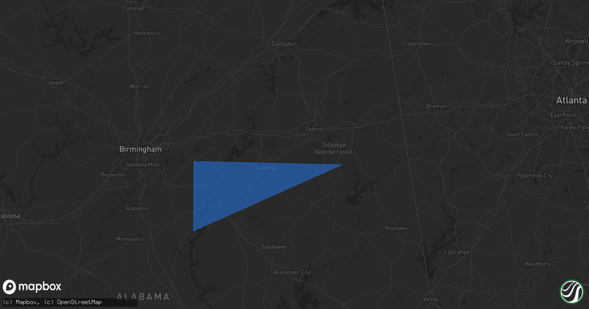Hail map in Munford, AL on May 18, 2025
