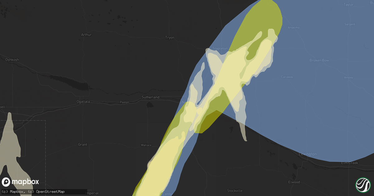 Hail map in North Platte, NE on May 18, 2025