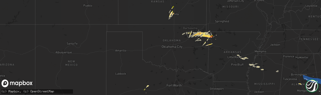 Hail map in Oklahoma on May 18, 2025