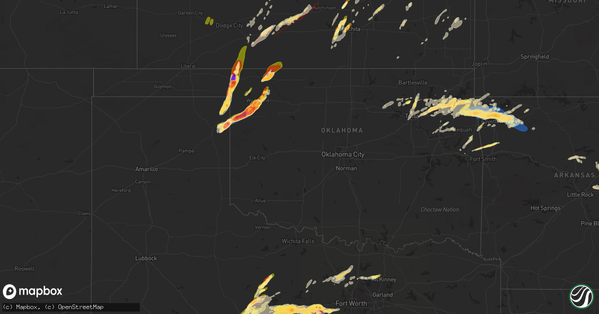 Hail map in Oklahoma on May 18, 2025