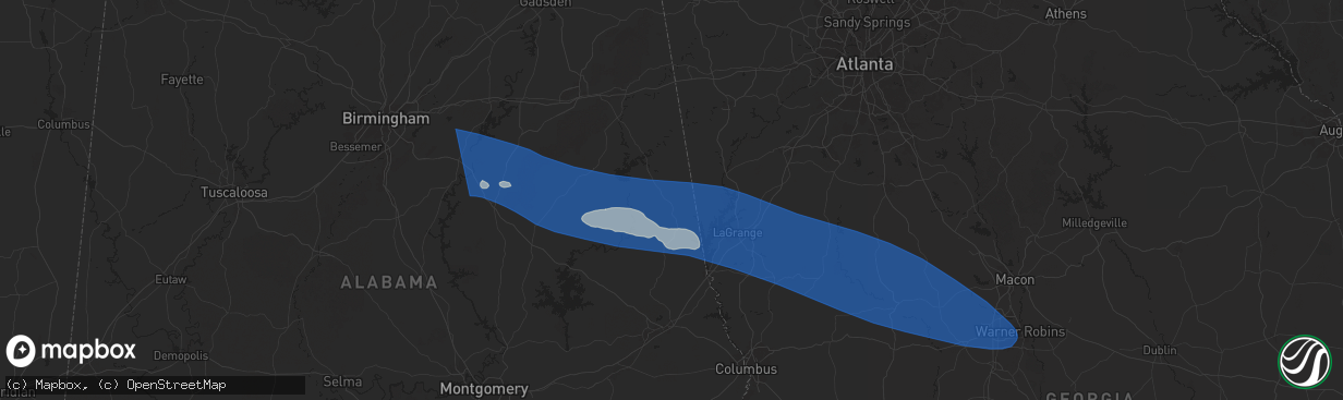 Hail map in Roanoke, AL on May 18, 2025