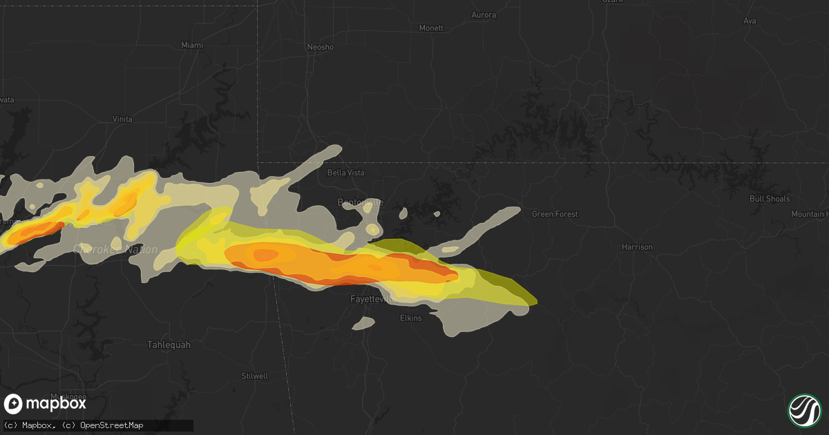 Hail map in Rogers, AR on May 18, 2025