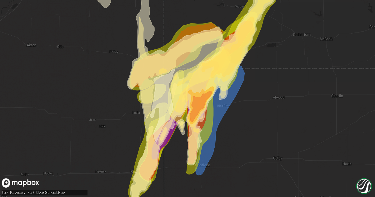 Hail map in Saint Francis, KS on May 18, 2025