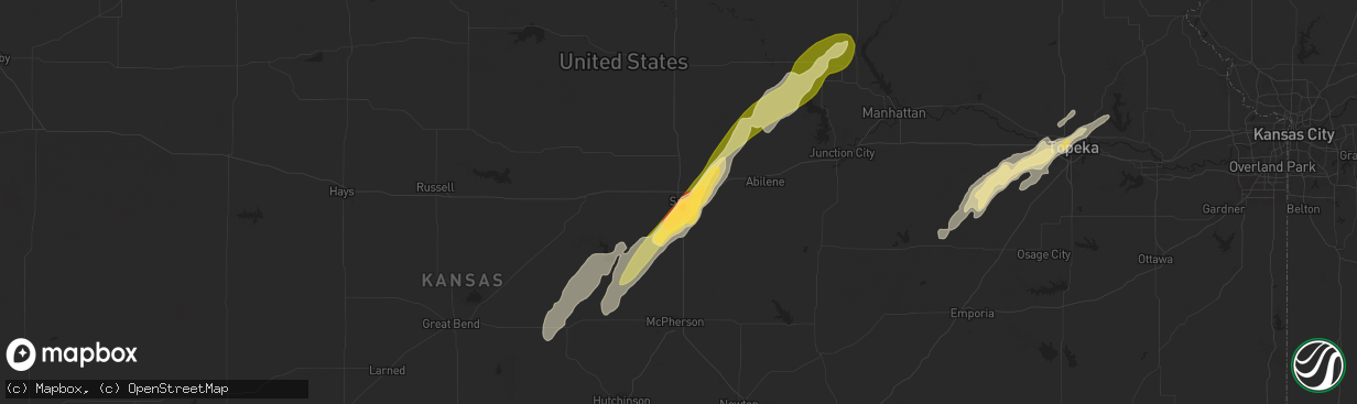 Hail map in Salina, KS on May 18, 2025