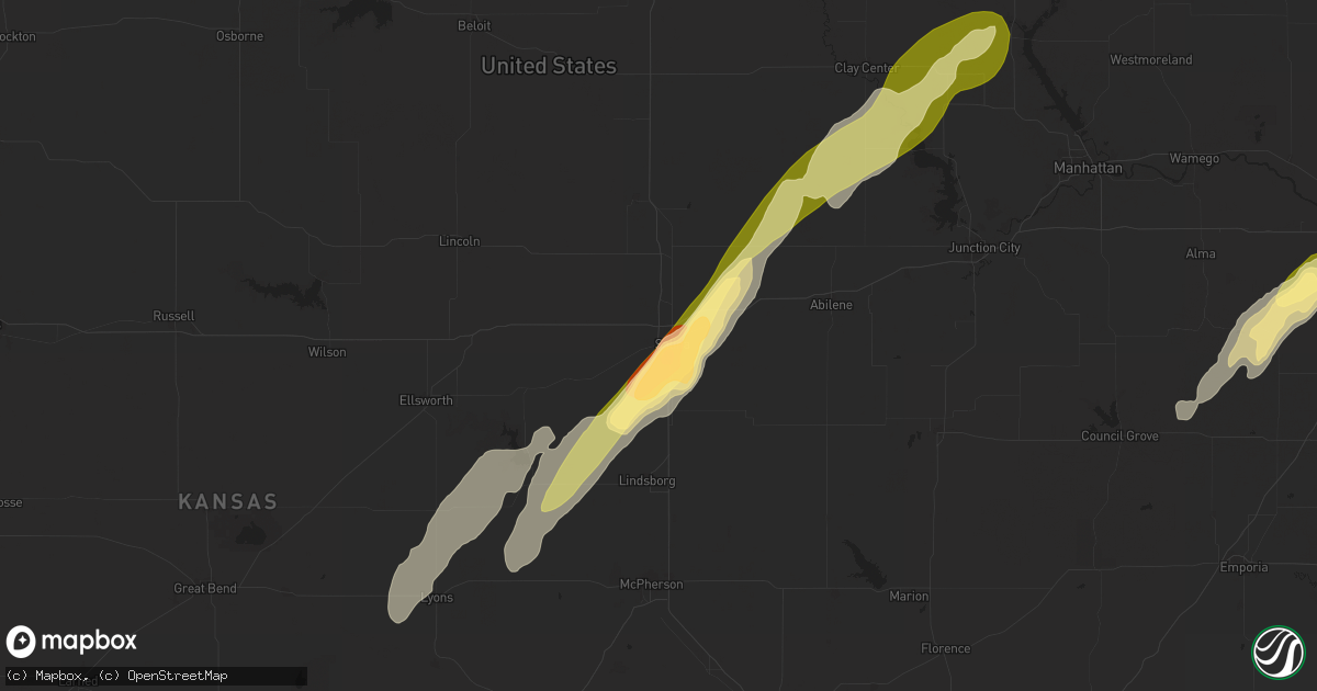 Hail map in Salina, KS on May 18, 2025