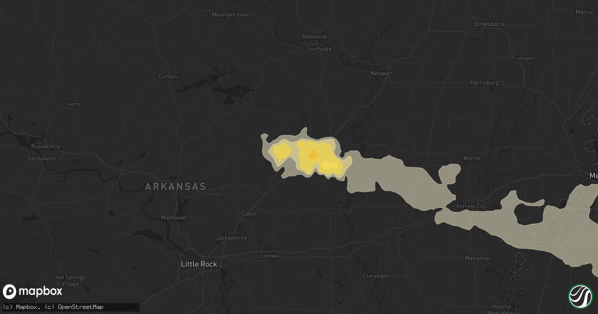 Hail map in Searcy, AR on May 18, 2025