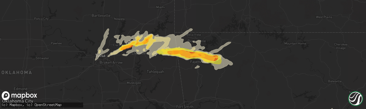 Hail map in Siloam Springs, AR on May 18, 2025