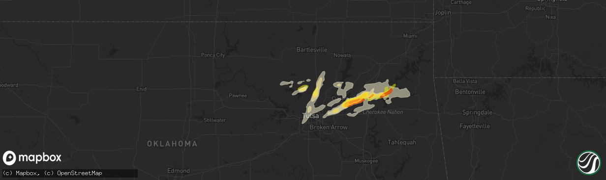 Hail map in Skiatook, OK on May 18, 2025
