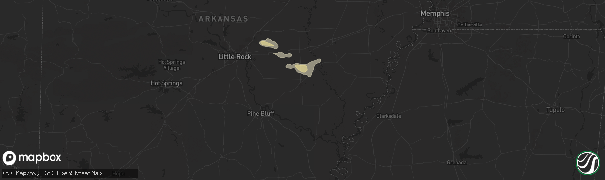 Hail map in Stuttgart, AR on May 18, 2025