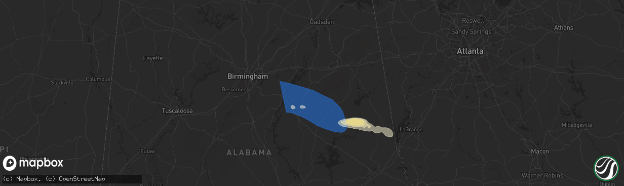 Hail map in Talladega, AL on May 18, 2025