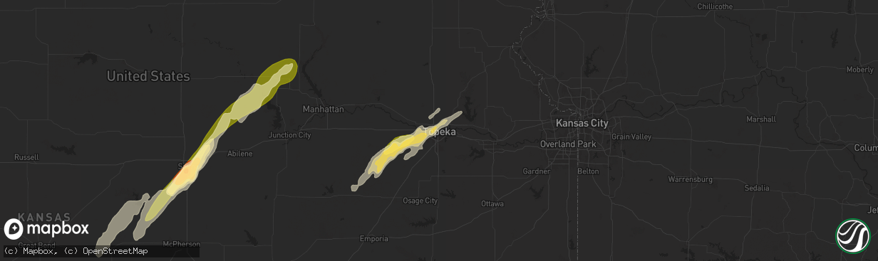 Hail map in Topeka, KS on May 18, 2025