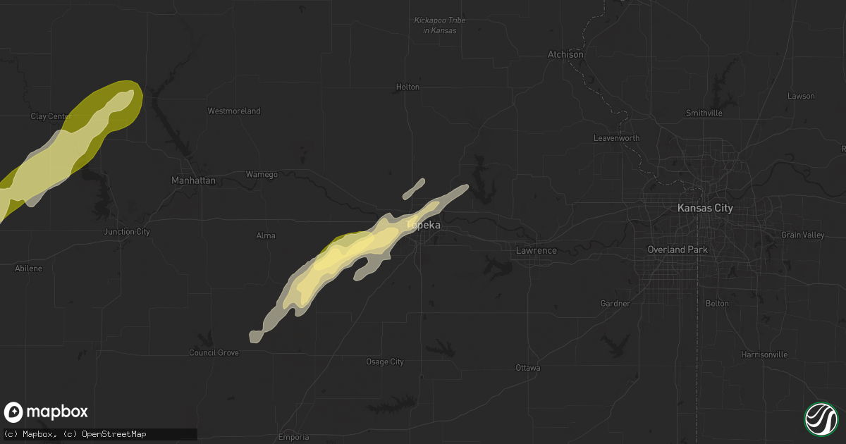 Hail map in Topeka, KS on May 18, 2025