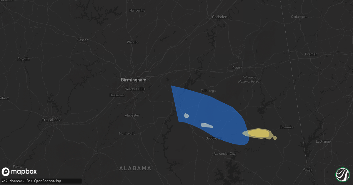 Hail map in Vincent, AL on May 18, 2025