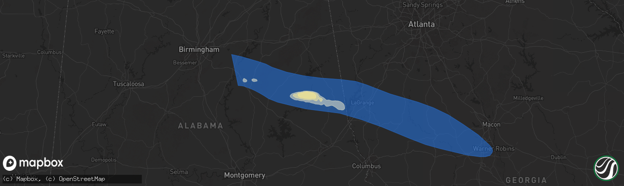 Hail map in Wadley, AL on May 18, 2025