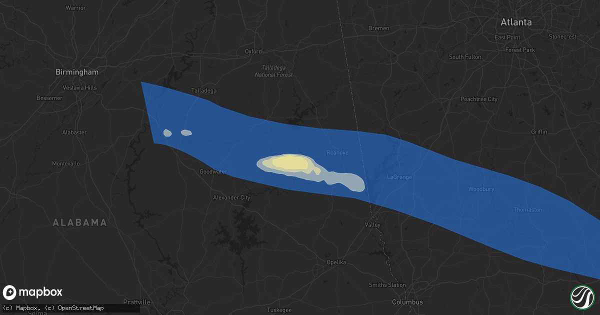 Hail map in Wadley, AL on May 18, 2025