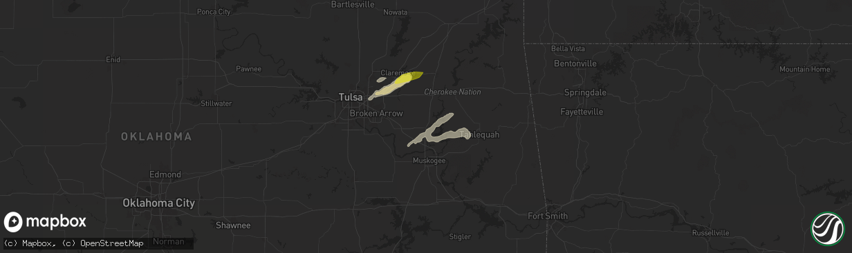 Hail map in Wagoner, OK on May 18, 2025