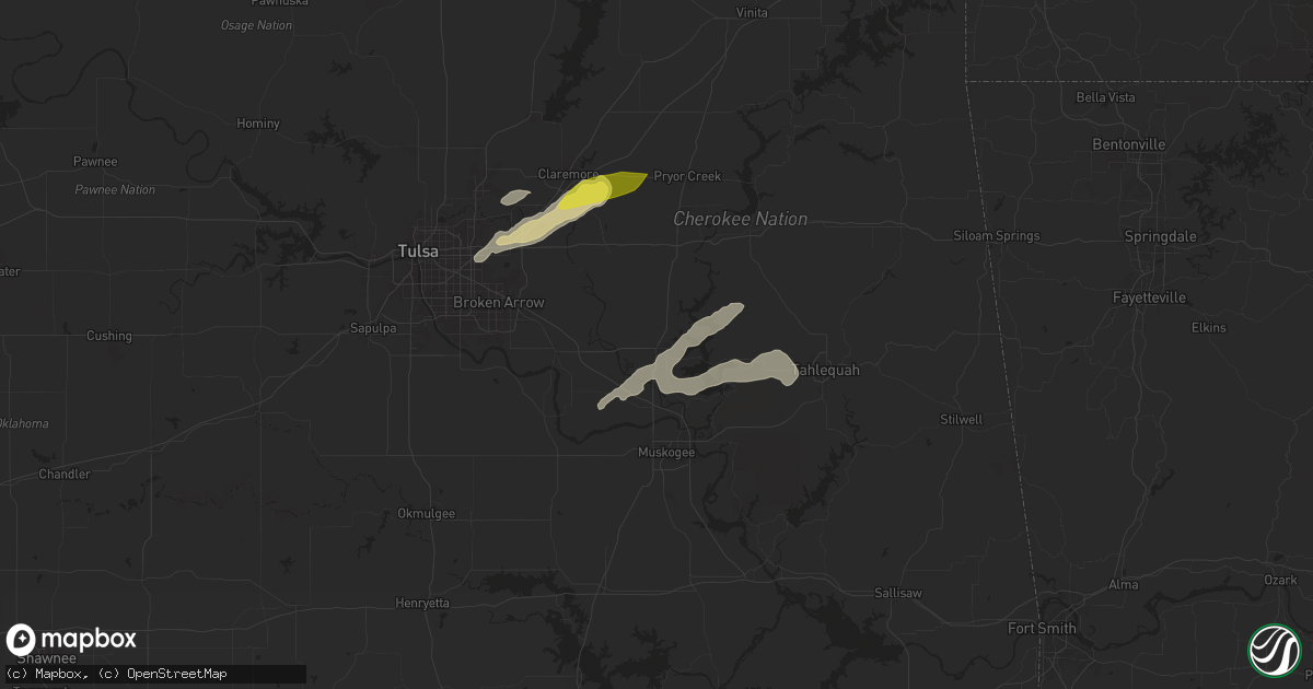 Hail map in Wagoner, OK on May 18, 2025