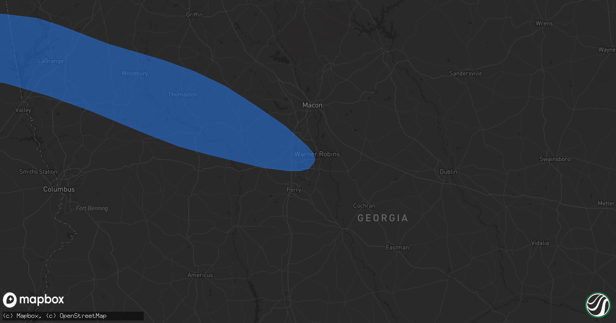 Hail map in Warner Robins, GA on May 18, 2025