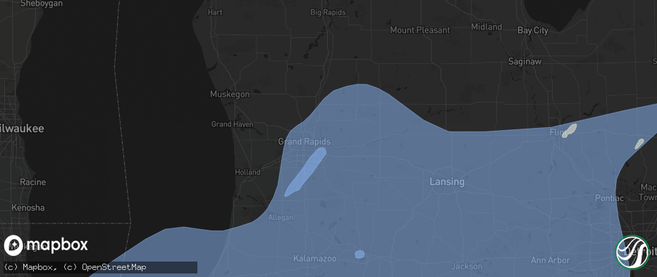 Hail map in Ada, MI on May 18, 2026