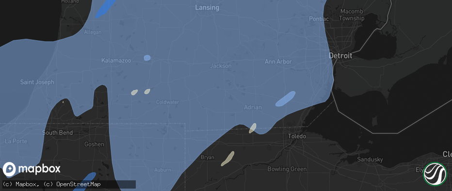 Hail map in Addison, MI on May 18, 2026