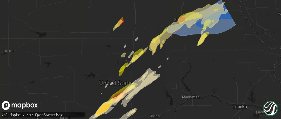 Hail map in Agenda, KS on May 18, 2026